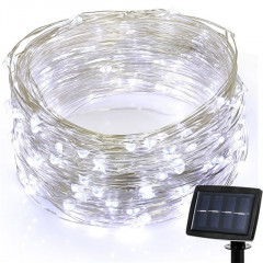 22m 200 LED à énergie solaire maison jardin fil de cuivre chaîne fée lumière extérieure fête de Noël décor bande lampe avec 8 modes (lumière blanche)