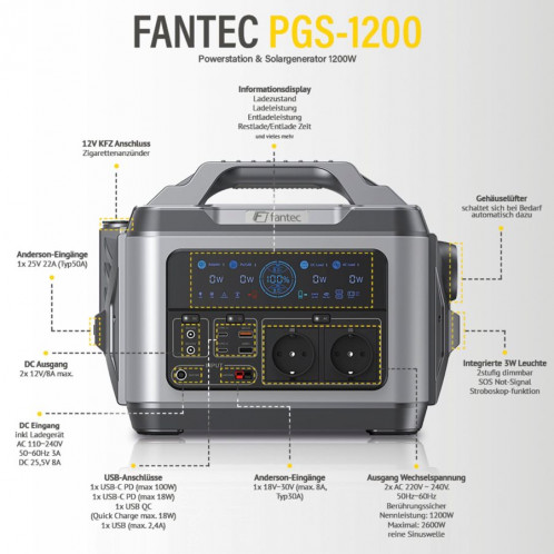 FANTEC PGS-1200 Powerstation &générateur solaire 792773-06