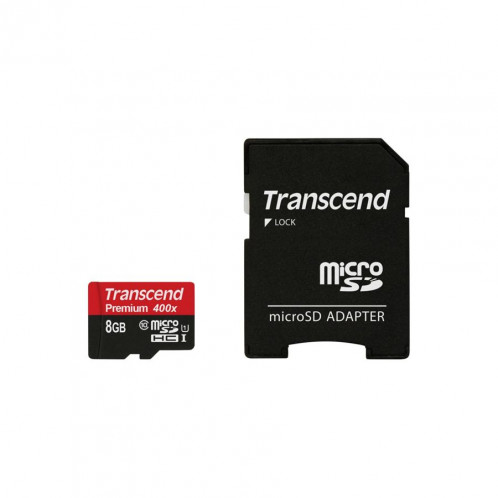 Transcend microSDHC 8GB Class 10 UHS-I 400x + adaptateur SD 669879-03