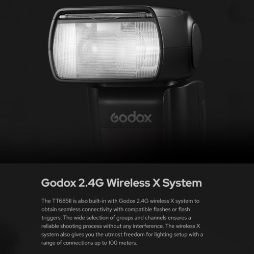 Godox TT685II-C 2.4GHz sans fil TTL HSS 1/8000S Flash Speedlite pour Canon (Noir) SG624B200-08