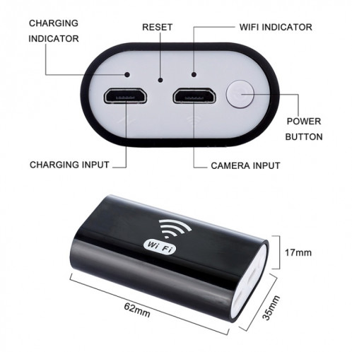 Endoscope de téléphone portable F99 HD, endoscope à tuyau étanche 8 mm, version Wifi, cordon flexible, longueur: 5 m (noir) SH114B1514-09