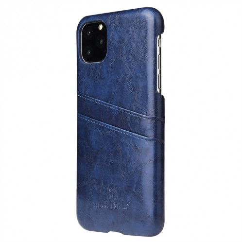 Fierre Shann Etui en cuir PU avec texture de cire et texture pour iPhone 11 Pro Max (bleu) SH303B205-06