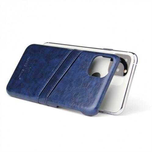 Fierre Shann Etui en cuir PU avec texture de cire et texture pour iPhone 11 Pro Max (bleu) SH303B205-06