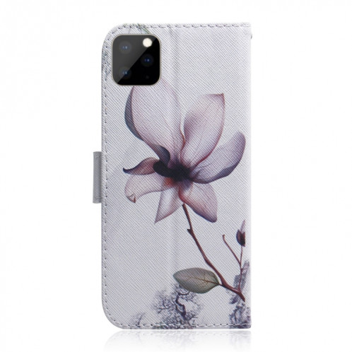 Étui en cuir à rabat horizontal avec dessin en couleur 3D, avec support, fente pour carte et portefeuille pour iPhone 11 Pro Max (Magnolia) SH902J250-08