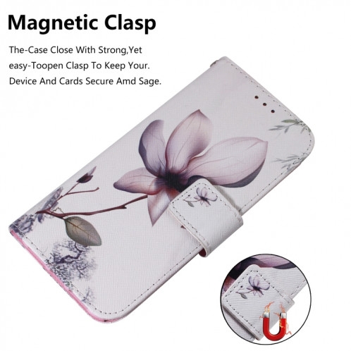 Étui en cuir à rabat horizontal avec dessin en couleur 3D, avec support, fente pour carte et portefeuille pour iPhone 11 Pro Max (Magnolia) SH902J250-08