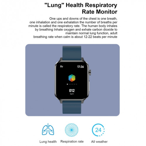 E86 1,7 pouce TFT Color Screen Smart Watch Smart Smart, Support Surveillance de l'oxygène sanguin / Surveillance de la température corporelle / Diagnostic médical Ai, Style: Sangle TPU (Bleu) SH101A1370-024