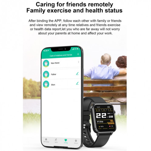 E86 1,7 pouce TFT Color Screen Smart Watch Smart Smart, Support Surveillance de l'oxygène sanguin / Surveillance de la température corporelle / Diagnostic médical de l'AI, Style: Bracelet TPU (Noir) SH101B41-024