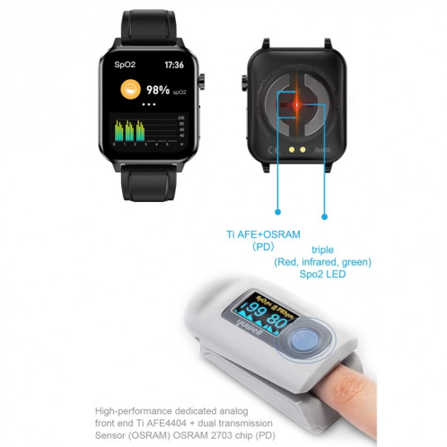 E86 1,7 pouce TFT Color Screen Smart Watch Smart Smart, Support Surveillance de l'oxygène sanguin / Surveillance de la température corporelle / Diagnostic médical Ai, Style: Sangle TPU (Bleu) SH101A1370-024