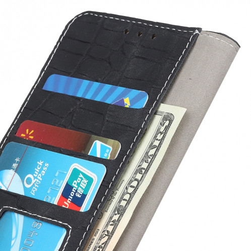 Texture de crocodile Table à bascule horizontale avec porte-cartes et portefeuille pour iPhone 13 Pro (Noir) SH603A708-07