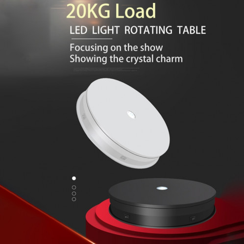 20cm rotatif rotatif de platine plate-forme tournante LED Light Video Striping Props Planchers, Fiche d'alimentation: 220V Fiche EU (Noir) SH102A1182-07