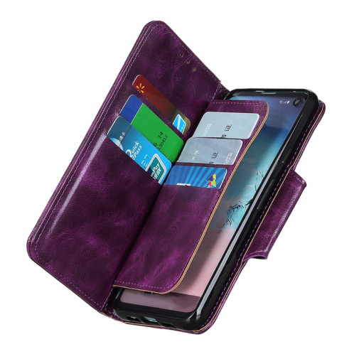 Crazy Horse Texture Boucle magnétique Boucle horizontale Horizontal Too Cuir avec support & Slots et portefeuille à 6 cartes pour iPhone 13 Pro (violet) SH702C1874-07