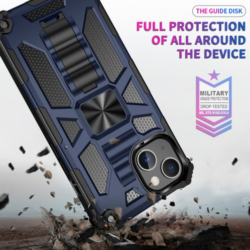 Armure antichoc TPU + PC Cas de protection magnétique avec support pour iPhone 13 (bleu) SH802D630-06