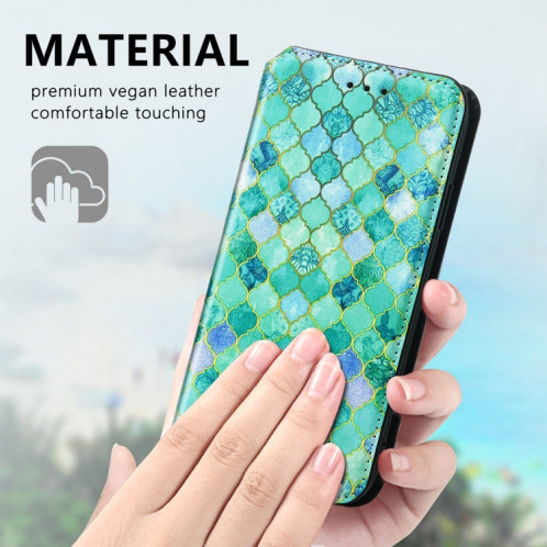 Dessin coloré Horizontal horizontal Boîtier en cuir PU avec porte-carte et portefeuille pour iPhone 13 mini (pierre émeraude) SH101A401-07