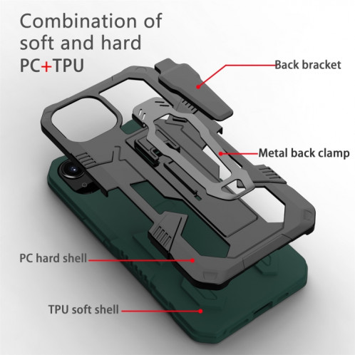 Machine Armure Guerrier PC + Cas de protection TPU pour iPhone 13 (Vert) SH402E720-07