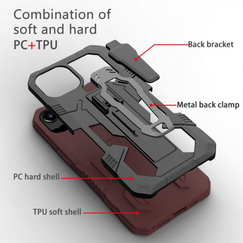 Machine Armure Guerrier PC + Cas de protection TPU pour iPhone 13 (Brown) SH402F188-07
