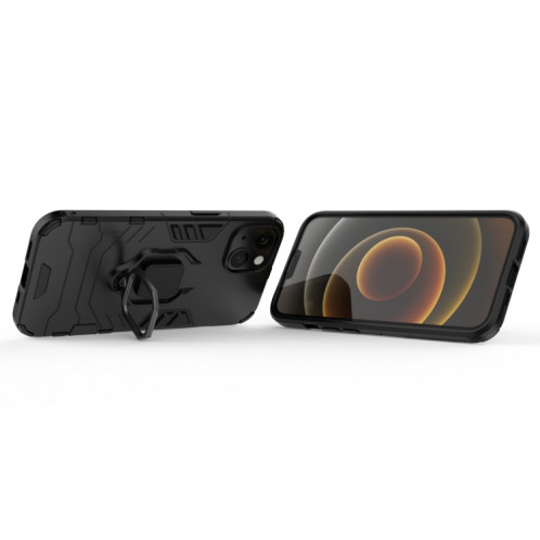 Cas protecteur PC + TPU antichoc avec porte-bague magnétique pour iPhone 13 (noir) SH402A500-07