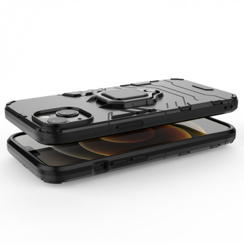 Cas protecteur PC + TPU antichoc avec porte-bague magnétique pour iPhone 13 (noir) SH402A500-07