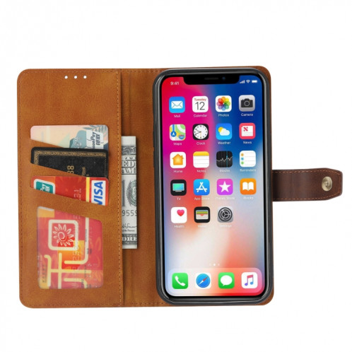 Texture de mollet Texture Double Pliage Fermoir Horizontal Flip Cuir Coque avec cadre photo et porte-cartes et portefeuille pour iPhone 13 Pro (Noir) SH803A367-06