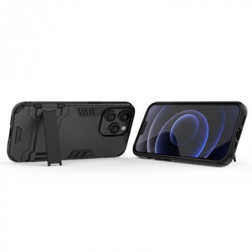 PC + TPU Cas de protection antichoc avec support invisible pour iPhone 13 Pro (Noir) SH703A1336-07