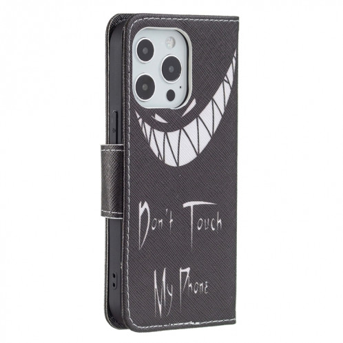 Motif de dessin coloré Horizontal Flip Cuir Case avec porte-cartes et portefeuille pour iPhone 13 Mini (Smirk) SH401D898-07