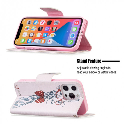 Modèle de dessin coloré Horizontal Flip Cuir Case avec porte-cartes et portefeuille pour iPhone 13 (cerf) SH402B420-07