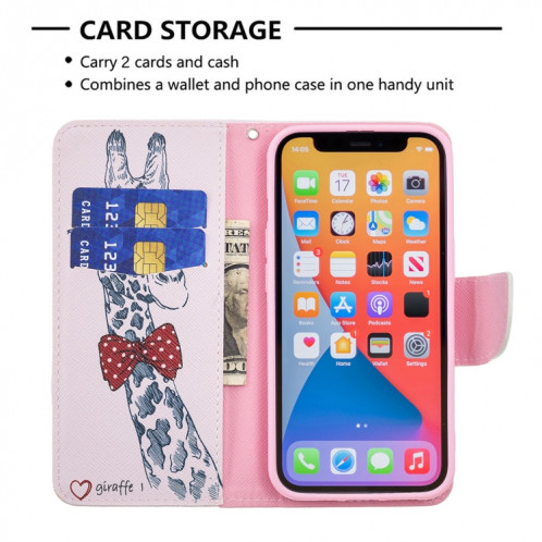 Modèle de dessin coloré Horizontal Flip Cuir Case avec porte-cartes et portefeuille pour iPhone 13 (cerf) SH402B420-07