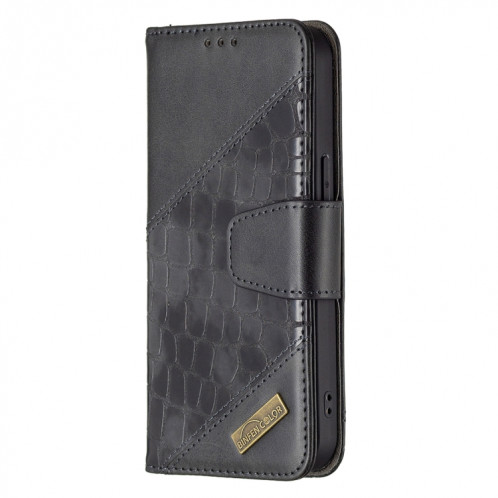 Pour iPhone 13 PRO Couleur Couleur Crocodile Texture Horizontale Flip PU Coque en cuir PU avec portefeuille et porte-cartes (noir) SH103A1143-07