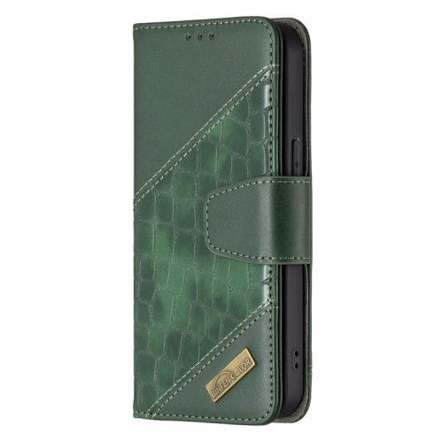 Pour iPhone 13 PRO Couleur Couleur Crocodile Texture Horizontale Flip PU Housse en cuir PU avec portefeuille et porte-cartes (vert) SH103E284-07