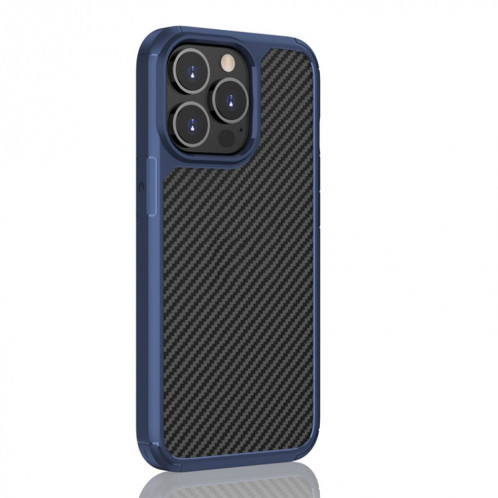 Pioneer Carbon Fibre Texture TPU TPU + PC pour iPhone 13 (Bleu) SH602B1853-07