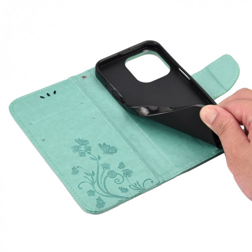 Modèle de fleur papillon Horizontal Flip Cuir Case avec support et portefeuille et portefeuille pour iPhone 13 (gris) SH803B1080-07