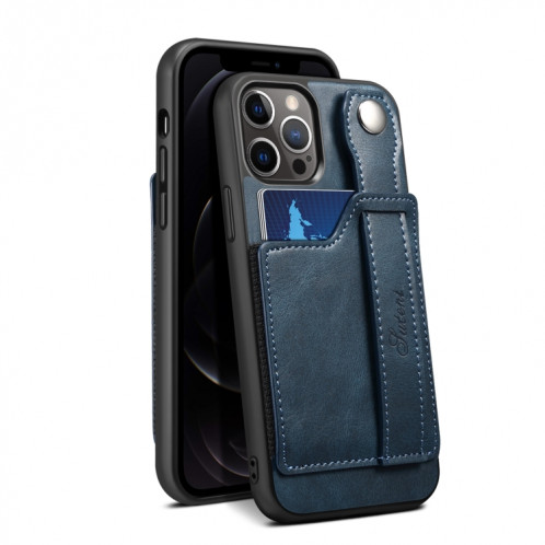 TPU + étui de protection antichoc sur le cuir PU avec des fentes de cartes et une sangle à main pour iPhone 13 Pro (Bleu) SH703B1706-05