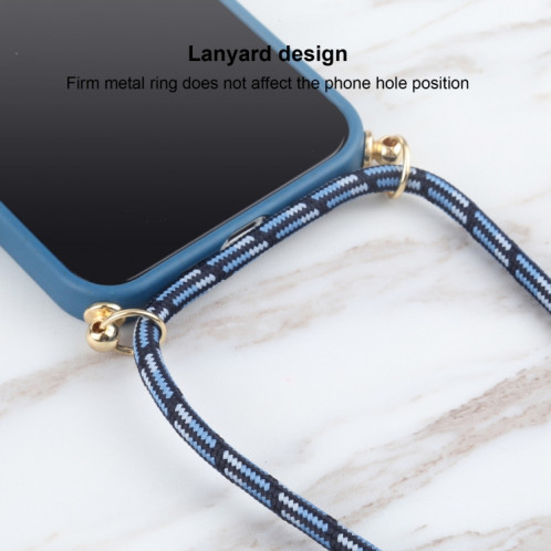 Matériau de paille de blé + TPU Case antichoc avec lanière à col pour iPhone 13 Pro (Bleu) SH103D989-07