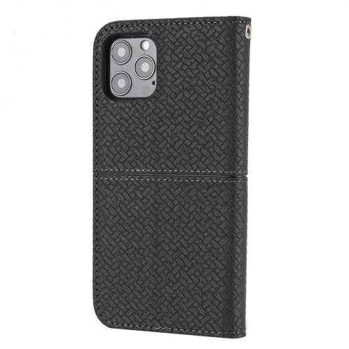 Témoignage tissé Couture Magnétique Horizontal Horizontal Boîtier en cuir PU avec porte-carte et portefeuille et portefeuille pour iPhone 13 Pro (Noir) SH309F1427-07