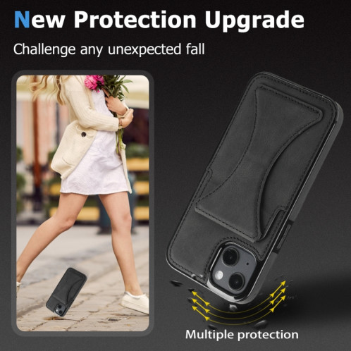 Cas protecteur ultra-mince avec support et fonction magnétique métallique pour iPhone 13 (noir) SH902F1218-07