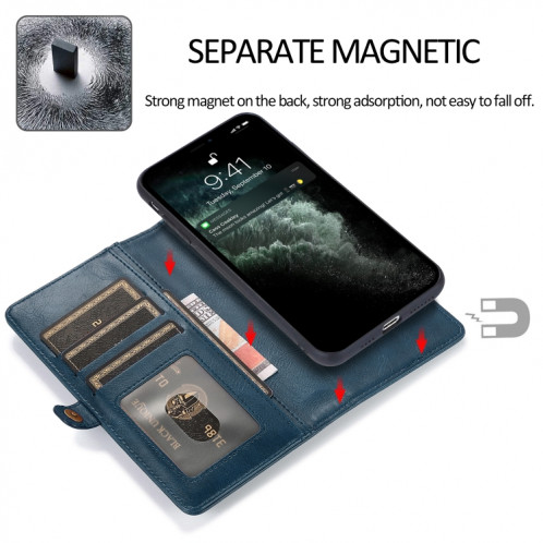 Boîtier de flip horizontal horizontal magnétique puissant avec machines à sous cartes et portefeuille pour iPhone 13 Pro (Bleu) SH403B1991-07