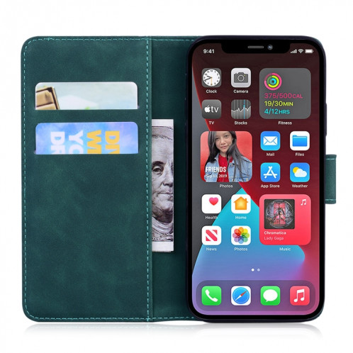 Sentez la peau Pure Couleur Horizontal Flip Cuir Coffret avec porte-cartes et portefeuille pour iPhone 13 Pro (Vert) SH303C807-03