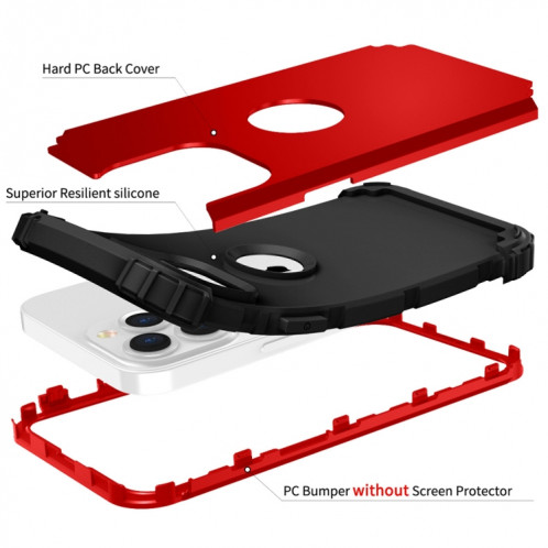Coque de protection en silicone PC + PC + PC + pour iPhone 13 Pro (rouge + noir) SH503B1258-07