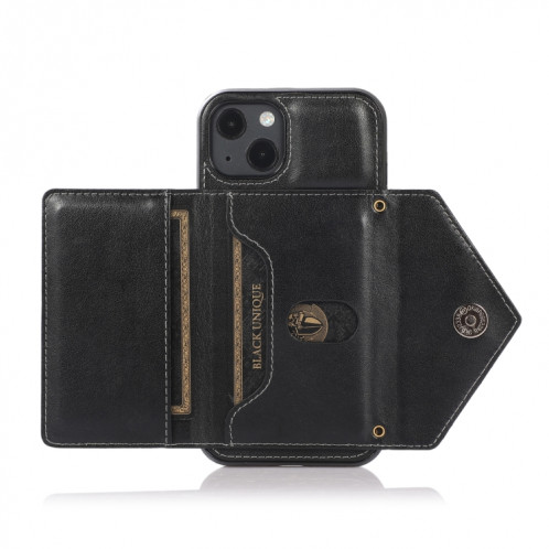 Sac de cartes croisés multi-fonctionnels TPU + Coque arrière PU avec support et portefeuille pour iPhone 13 (noir) SH002A1393-07