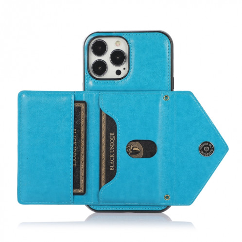Sac de carte croisé multifonctionnel TPU + Coque arrière PU avec support et porte-cartes et portefeuille pour iPhone 13 PRO (Bleu) SH003B498-07