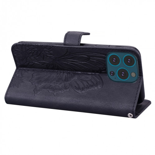 Étui de cuir horizontal en cuir de rabattage de la peau rétro avec support et portefeuille pour iPhone 13 Pro (Noir) SH103D245-07