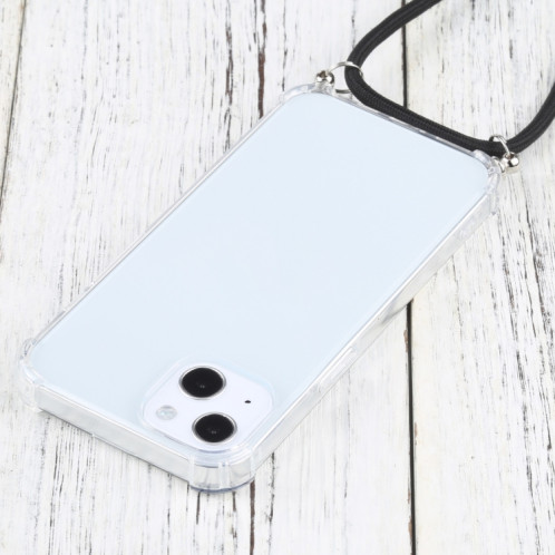 Cas de protection TPU TPU transparent à quatre angles avec lanière pour iPhone 13 (noir) SH501K986-07