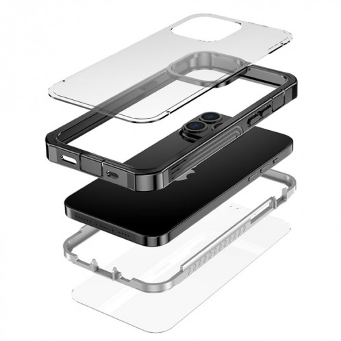 Cas de protection acrylique transparent imperméable anti-poussière anti-poussière pour iPhone 13 Pro (Noir) SH603A16-07