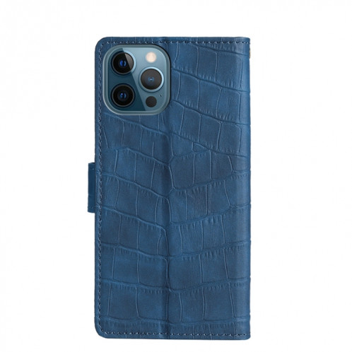 Texture de la peau Texture de crocodile Fermoir magnétique Horizontal Flip PU Coque en cuir PU avec support & carte Slots & Portefeuille pour iPhone 13 Pro (Bleu) SH403C284-08