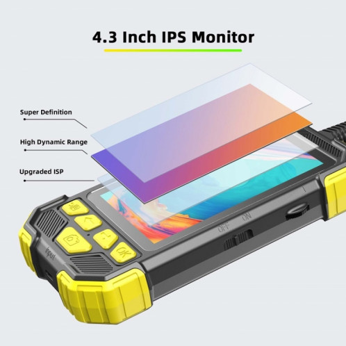Y19 8mm SIMPLE SIMPLE MAINE ENDOSPOPE DUR-FIL DE MAIN AVEC Écran LCD couleur IPS de 4,3 pouces, Longueur du câble: 10m (jaune) SH104A1288-014