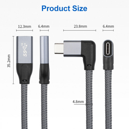 Couche de coude USB-C / C / C / C / C / C / Câble d'extension de données de la fonction de fonction USB-C / C / C / C / C / C / Câble Longueur: 0,2 m SH6601384-07