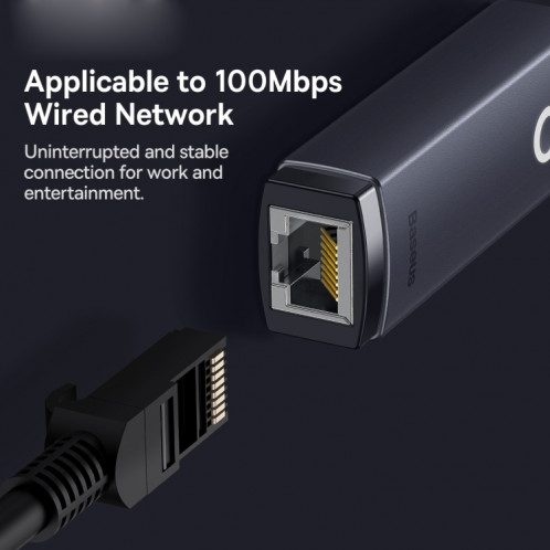 Adaptateur Ethernet de la série 100MBPS BASEUS LITE USB-C / TYPE-C sur le port LAN RJ45 (gris) SB002A869-08