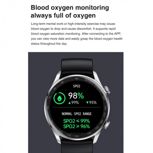 AK32 1,36 pouce IPS Tactile Scred Smart Watch, support Bluetooth Call / Blood Oxygin Survering, Style: Silicone Watch Band (Silver Black) SH801C1735-07