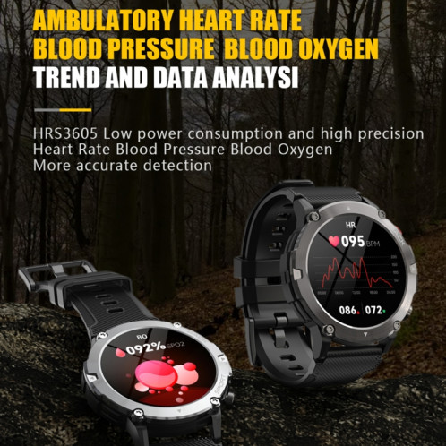 C21 Watch intelligent C21 1,32 pouce HD, support de surveillance de la fréquence cardiaque / Surveillance de l'oxygène sanguine (argent) SH401B1589-07
