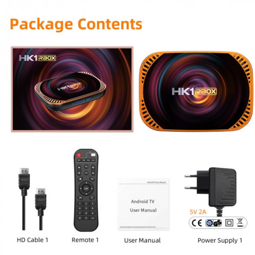 MECOOL HK1RBOX X4 4K TV Box, Android 11 Amlogic S905X4 CPU avec RC 4GB + 64 Go (plug) SM602D127-07