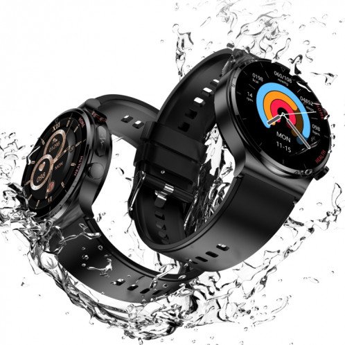 E300 Bracelet de montre en cuir avec écran de 1,32 pouces La montre de santé intelligente prend en charge la surveillance de la température corporelle, la surveillance ECG de la pression artérielle (noir) SH101A1619-07